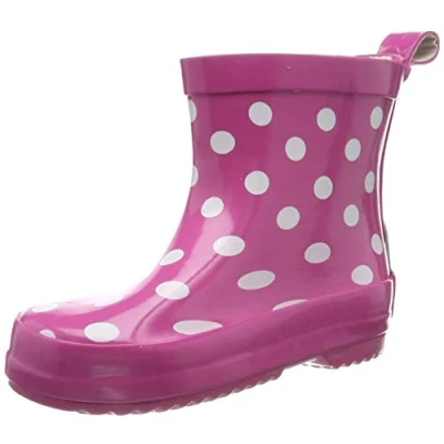 Image of Playshoes Unisex Kid&#039;s Wellies Rain Dots Wellington Rubber Boots, Pink (Pink 18), 8.5 UK Child