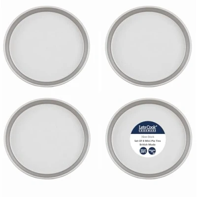 Image of Lets Cook Cookware Individual Mini Pie Sandwich Quiche Tart Tins, Set of 4, Air Fryer Compatible, British Made with PFOA &amp; BPA Free Non Stick