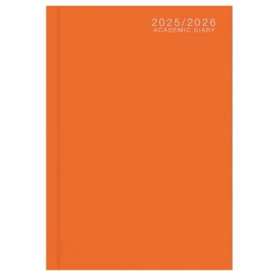 Image of 2025 2026 A5 Academic Day a Page Diary Hardback Mid Year Planner with Textured Covers Organiser for Students &amp; Teachers (Orange)