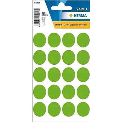 Image of Herma Multi Purpose Circular Labels, 8 mm diameter Paper (Pack of 540) 19 rund Papier, 100 Stück, grün grün/matt