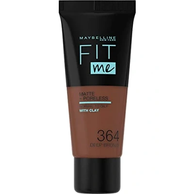 Image of Maybelline Fit Me Foundation, Matte &amp; Poreless, Full Coverage Blendable Normal to Oily Skin, 364 Deep Bronze 30ml