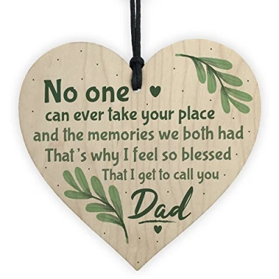 Image of RED OCEAN Dad Graveside Memorial Remembrance Wooden Heart Grave Plaque Cemetery Garden Sign