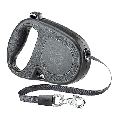 Image of Ferplast FLIPPY ONE Extendable Dog Lead Practical Bag Holder Single Lock &amp; Release Button Ergonomic Italian Design Tape Max 15 Kg 4m, Black
