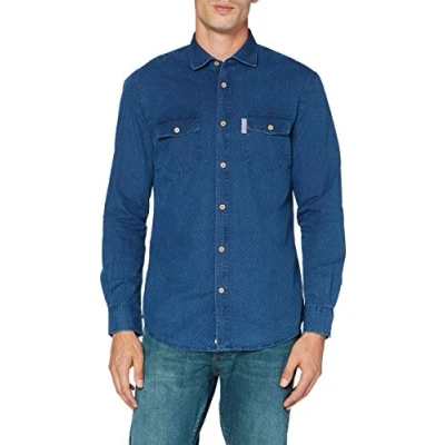 Image of United Colors of Benetton Men&#039;s Camicia Casual Shirt, Blue (BLU Denim 932), X Large