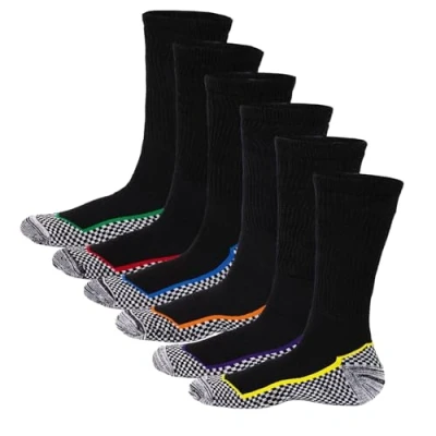 Image of Socking Bamboo Work Socks Mens Summer Anti Sweat Thermal Regulating Breathable Heavy Duty Cotton for Steel Toe Boots 6 Pack UK Shoe Size 11