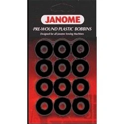 Image of Janome Pre wound Plastic Bobbins Black