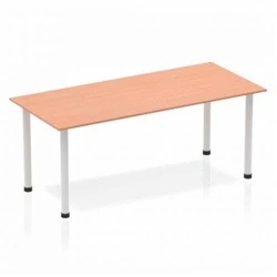 Image of Impulse 1800mm Straight Table Beech Top Silver Post Leg