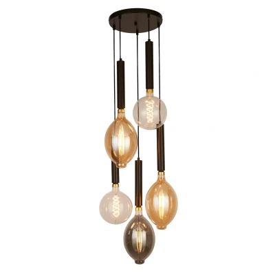 Image of Dulwich 5 Light Mu Lighti Drop Ceiling Pendant, Black