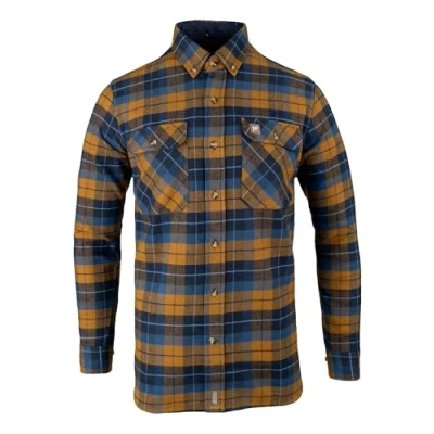 Image of JACK PYKE Bleasdale Heavy Flannel Shirt Navy Russet Large