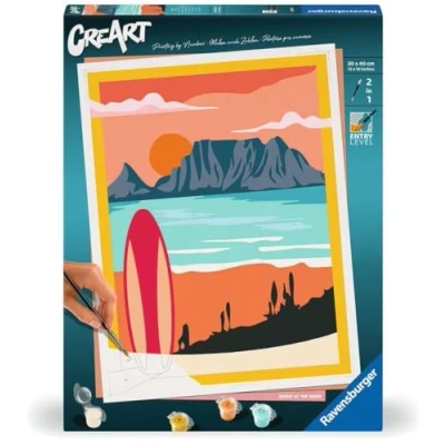 Image of Ravensburger 23898 CreArt Paint by Numbers Sunset at The Beach from 12 Years