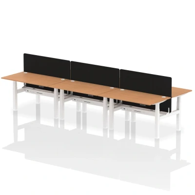 Image of Air B2B 1400x800mm Adjustable 6P Bench Desk CP Oak/White + Screen