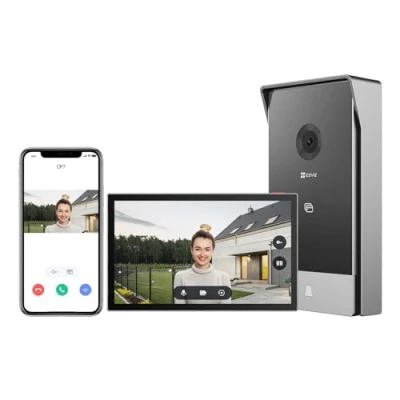 Image of EZVIZ 2K Video Intercom Doorbell Camera Wired, Remote Door/Gate Unlock, 2.4G/5GHz Dual Band Wi Fi, 512 GB SD Card, No Monthly Fee, Human Detection, 7 Inch Colour Touch Screen, RFID Unlock (CP7)