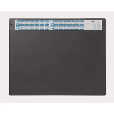 Image of Durable Desk Mat with Annual Calendar Black 65 x 52 cm Pack of 1 Anti Glare Transparent Overlay Included and Can be Removed