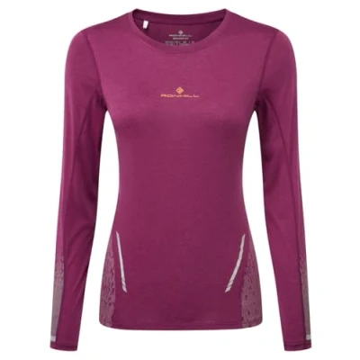 Image of RONHILL Running, Wmn&#039;s Tech Reflect L/S Tee, Blackcurrant/Reflect, 16