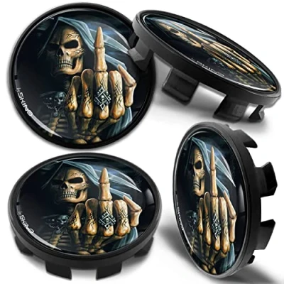 Image of Biomar Labs 4 x 68mm Wheel Centre Alloy Hub Center Caps Compatible with BMW 36136783536 Hubcaps Skull CB 25