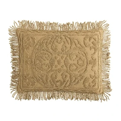 Image of Beatrice Home Fashions Medallion Chenille Bedspread, Standard Sham, Gold