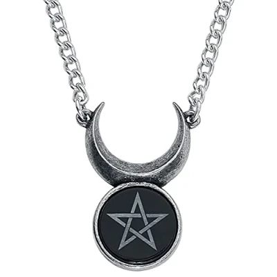 Image of Alchemy Gothic Sin Horned God Pendant Unisex Necklace Black Silver Colours, Pewter,