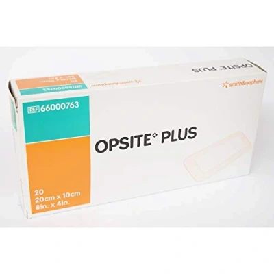 Image of OpSite Plus Adhesive Film Dressing 20 cm x 10 Pack of 20: Transparent Waterproof Wound Covering for Optimal Healing