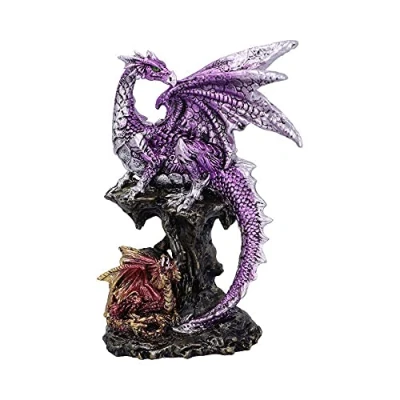 Image of Nemesis Now Hatchling Protection Dragon and Dragonling Parental Figurine,Purple,15.2cm