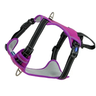 Image of Ancol Viva Exercise and Travel Dog Harness in Purple Comfortable Pet Accessory with Padded Chest 2 Leash Clips Large 60 85cm
