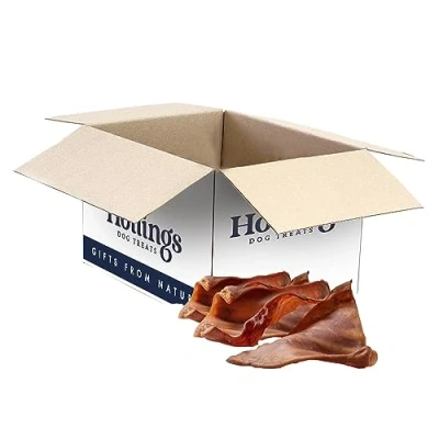 Image of Hollings Pig Ears Dog Treats, 100% Natural Air Dried Long Lasting Chews for Adult Dogs, Grain Free &amp; High in Protein (20 Loose)