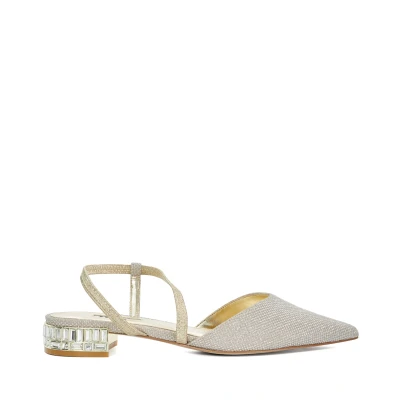 Image of Dune London Womens Ladies Harlem Jewel Embellished Open Courts Gold Size UK 3