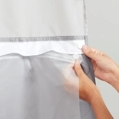 Image of Hookless PEVA Snap in Shower Curtain Liner, Ethylene Vinyl Acetate, Frost, 69&quot; W x 70&quot; L (Pack of 1)
