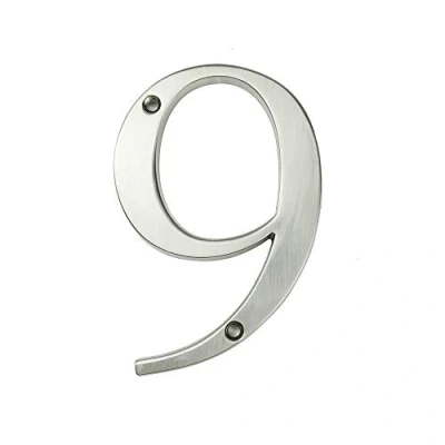 Image of HASWARE House Number Sign 4 inch (10 cm) Modern Door Numbers Signage Plaque Street Home Address Numerals Zinc Alloy (9, Silver)