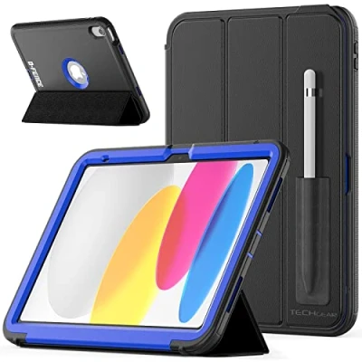 Image of TECHGEAR D FENCE Design For Apple iPad 10 2022 10th Generation 10.9&quot;, Slim Shockproof Tough Rugged Protective Armour Smart Case + Stand, Schools Builders Workman Kids [Green]