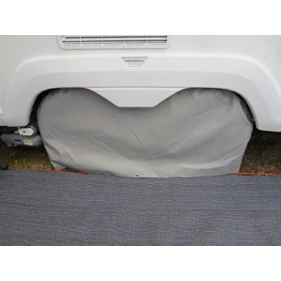 Image of Caravan Twin Axle Parked Wheel Cover/Protector UV Stabilised (Grey)