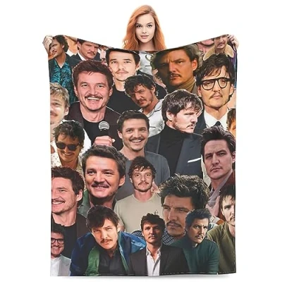 Image of Humpceat Pedro Pascal Photo Collage Soft and Comfortable Warm Fleece Blanket for Sofa,Office Bed car Camp Couch Cozy Plush Throw Blankets Beach (50x60inch)