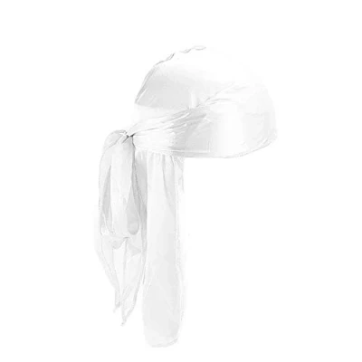 Image of Men&#039;s Durag Du rag Bandana Sports Scarf Head Rap Tie Down Band Biker Cap (White)