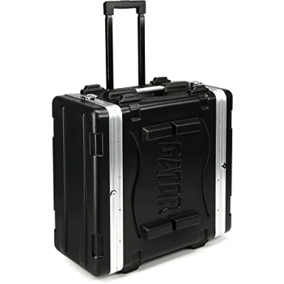Image of Gator GRR4L Molded PE 4U 19.25 inch Rack Case with Front / Rear Rails Pull Handle Recessed Wheels and Locking, Black