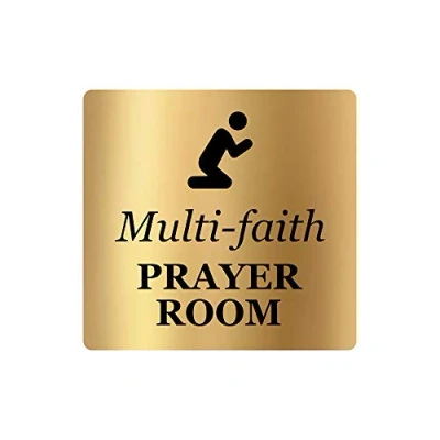 Image of Multi faith Prayer Room Adhesive Door Sign, Gold/Silver/Copper or Black &amp; White (Gold)