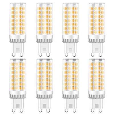 Image of G9 LED Light Bulbs 9W, 750LM, Warm White 3000K, Equivalent to 50W 80W Halogen Bulbs, Socket, No Flicker, Non Dimmable for Chandelier, Ceiling Lights, Wall Fittings, AC 220 240V, 8 Pack