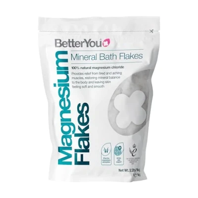 Image of BetterYou Magnesium Original Bath Flakes, Natural Source of Zechstein Magnesium, Mineral Cleansing Salts, Vegan &amp; Palm Oil Free, 1kg