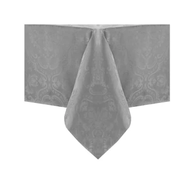 Image of Elrene Damask Tablecloth, Polyester, Silver, 60&quot; x 120&quot; Oblong/Rectangle