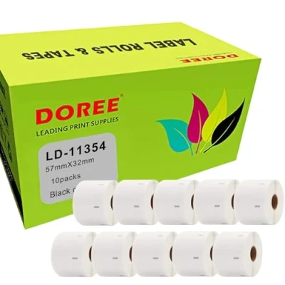 Image of Doree 11354 S0722540 Label Rolls, 57 mm x 32 mm, Compatible with Dymo Labelwriter 4XL 450 400 330 320 310 (1000 Labels per Roll) 10 Rolls