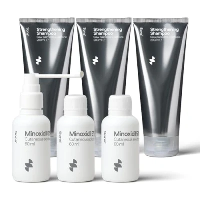 Image of Sons Minoxidil 5% &amp; Hair Growth Shampoo Cutaneous Solution DHT Blocking Head Wash for Treatment of Men&#039;s Loss Thinning Formula Boosts Thick Strong Regrowth 3 Month Supply