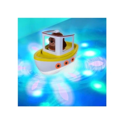 Image of Hey Duggee Lightshow River Boat Underwater Light Show Bath Toy Boat, Floats, Projects Lights Under Water, Squirrel Club, CBeebies, Age 3 Years Plus, Red