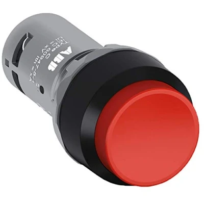 Image of ABB CP3 10R 01 Compact Pushbutton, Momentary, Extended, Red, Non Illuminated, Black Plastic, 1NC (ABB1SFA619102R1041)