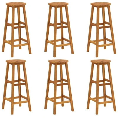 Image of vidaXL Farmhouse Style Bar Stools Set of 6 Solid Acacia Wood Construction Ideal for Indoor or Outdoor Use Easy To Clean