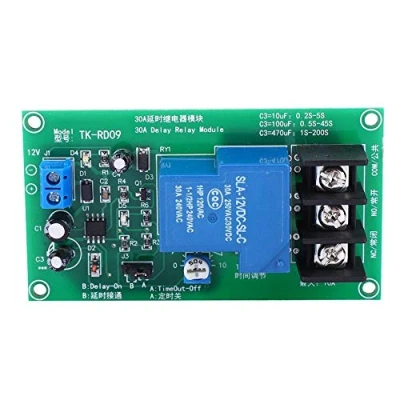 Image of Timer Relay 12VDC 30A 1.0W, Delay Off Cycle Module 0.1 5 Seconds, Automatically Switch