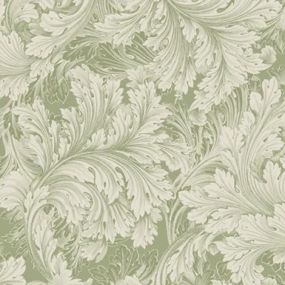 Image of World of Wallpaper Rossetti Leaves in Soft Matte Finish Arts and Crafts Inspired for Living Room, Bedroom, Hallways, Feature Walls Green 203907/WOW122