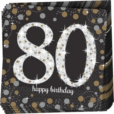 Image of Adult Gold Celebration 80th Luncheon Napkins