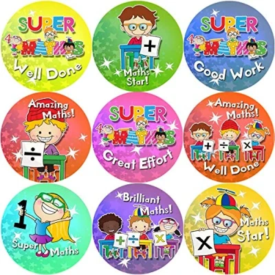 Image of 144 Maths Awards 30 mm Reward Stickers for School Teachers, Parents, Nursery