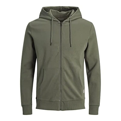 Image of JACK &amp; JONES Men&#039;s JJEBASIC Sweat Zip Hood, Dusty Olive/REG, XXXL