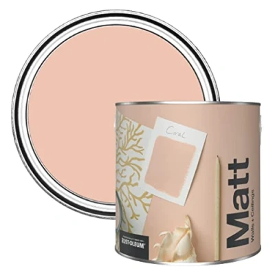 Image of Rust Oleum Colours Matt Emulsion Wall and Ceiling Paint Coral 2.5L