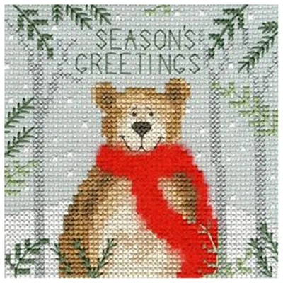 Image of Bothy Threads Cross Stitch Kit Christmas Card Xmas Bear