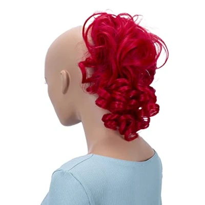 Image of CAISHA Hairpiece Scrunchy Updo Bridal Hairstyles Voluminous Curly Messy Bun Red G26L